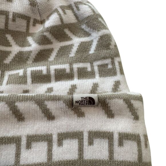 THE NORTH FACE SKI TUKE Knit Lined Beanie Hat Flax Triangle Fair Isle One Size - Picture 5 of 5
